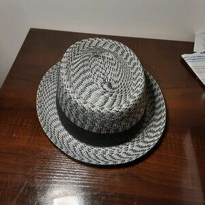 Hat Bailey porkpie, for summer, small, black and white, unisex
